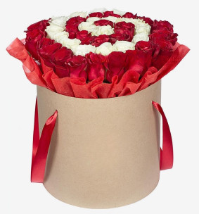Коробка красных и белых роз Image