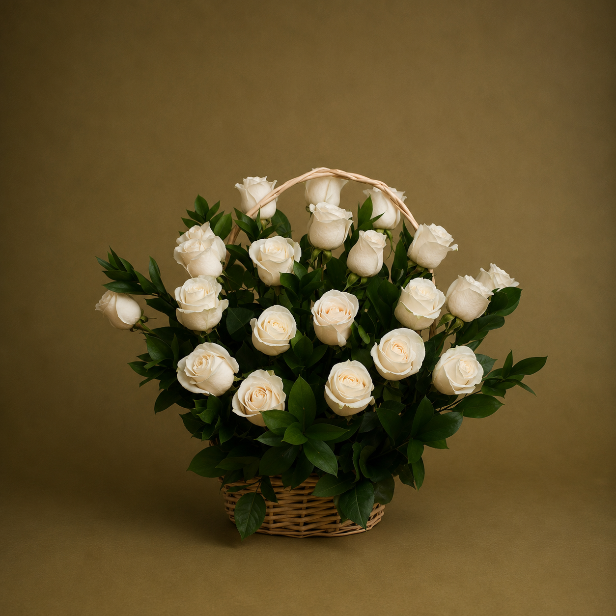 White Roses Basket